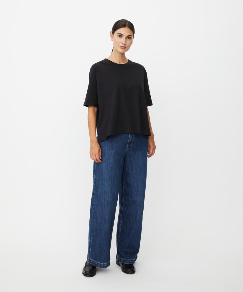 jean extensible à jambes larges, Blue Denim