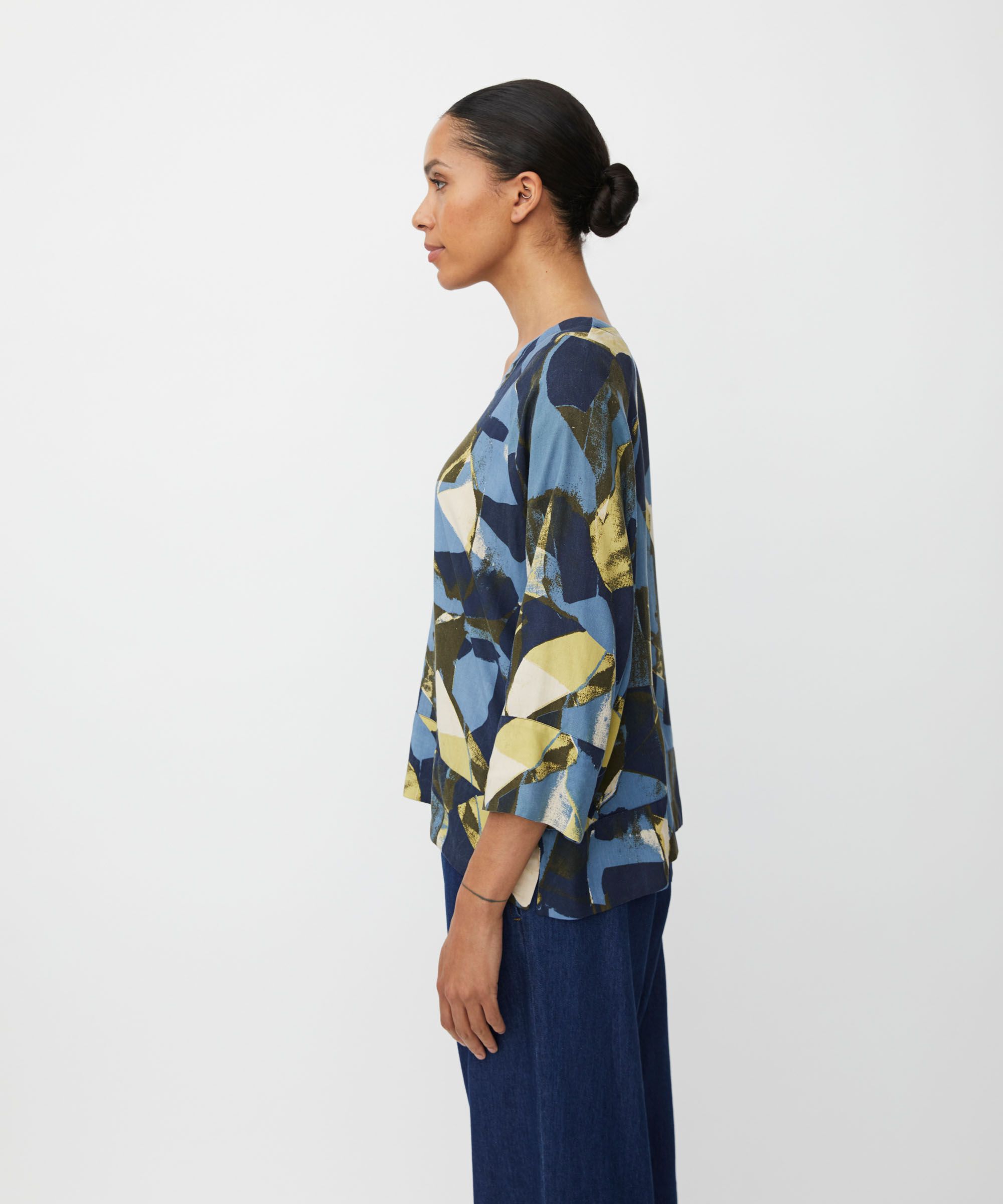 Blouse En Viscose À Col V, Proven Blue