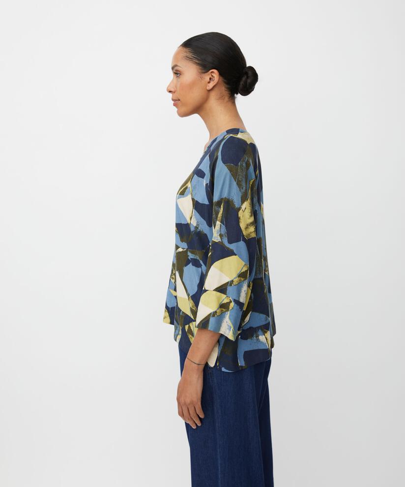 Blouse En Viscose À Col V, Proven Blue