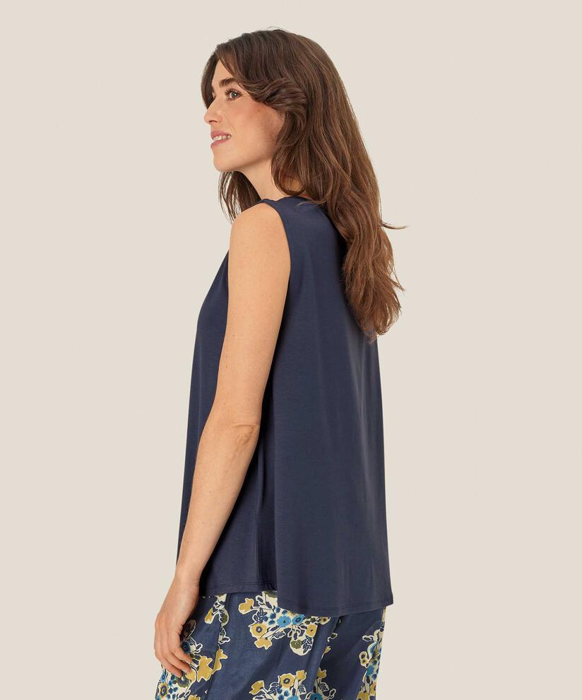 Top En Jersey Sans Manches À Col Rond, Mood Indigo