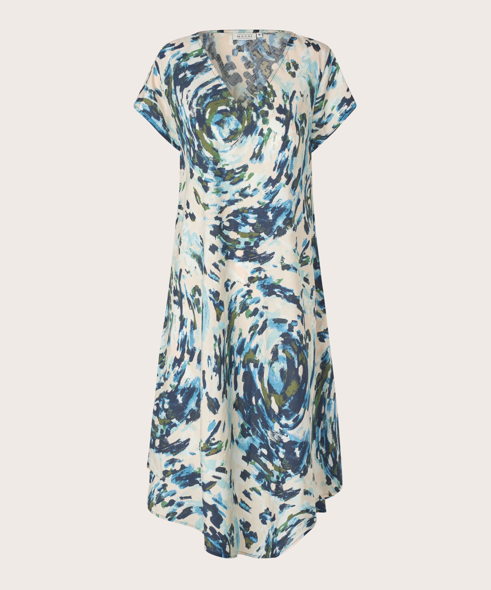 Robe En Viscose Imprimée À Col V, Cendre Blue