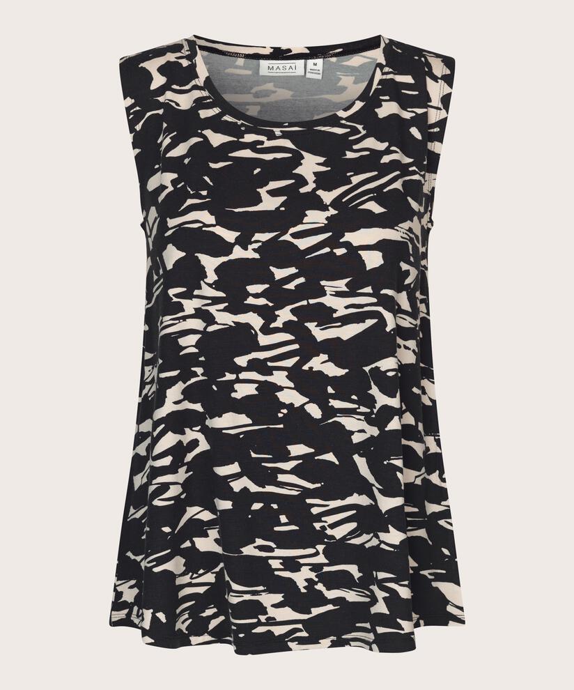 Top En Jersey Sans Manches À Col Rond, Black