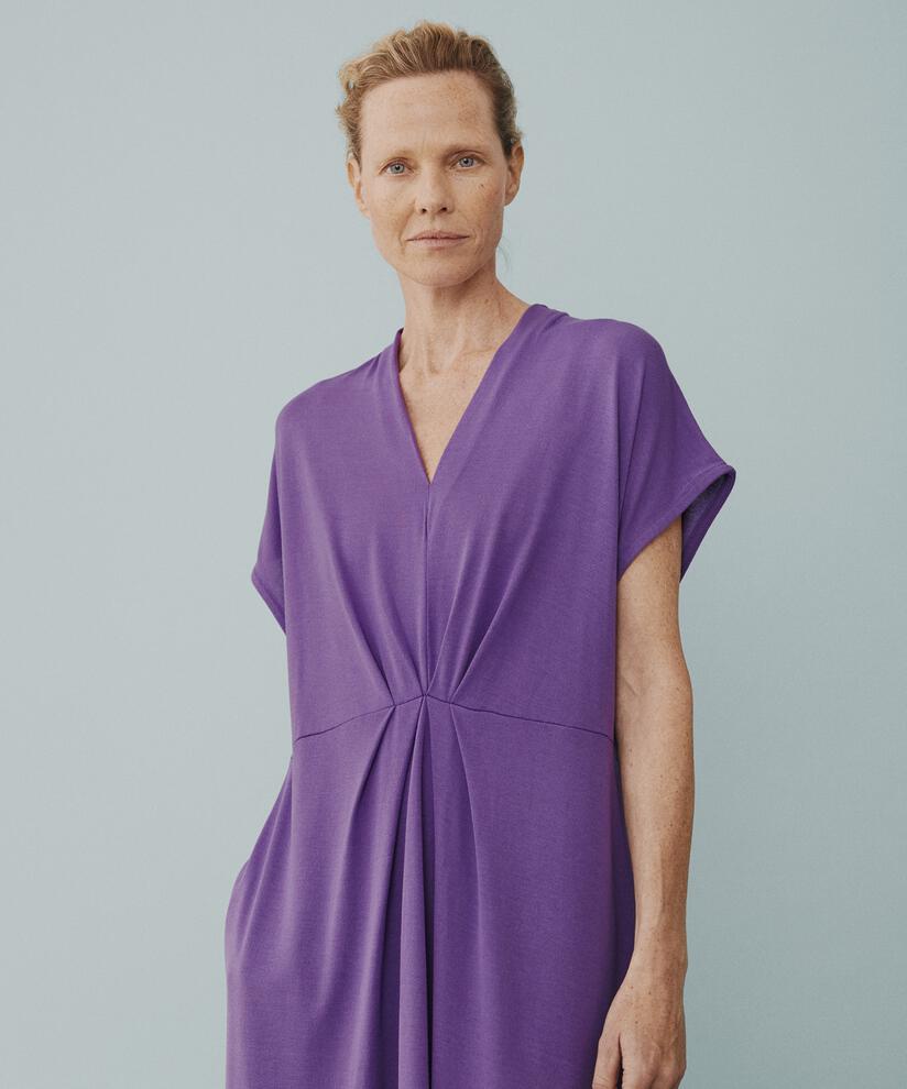 robe en jersey avec détail froncé sur le devant, Meadow Violet