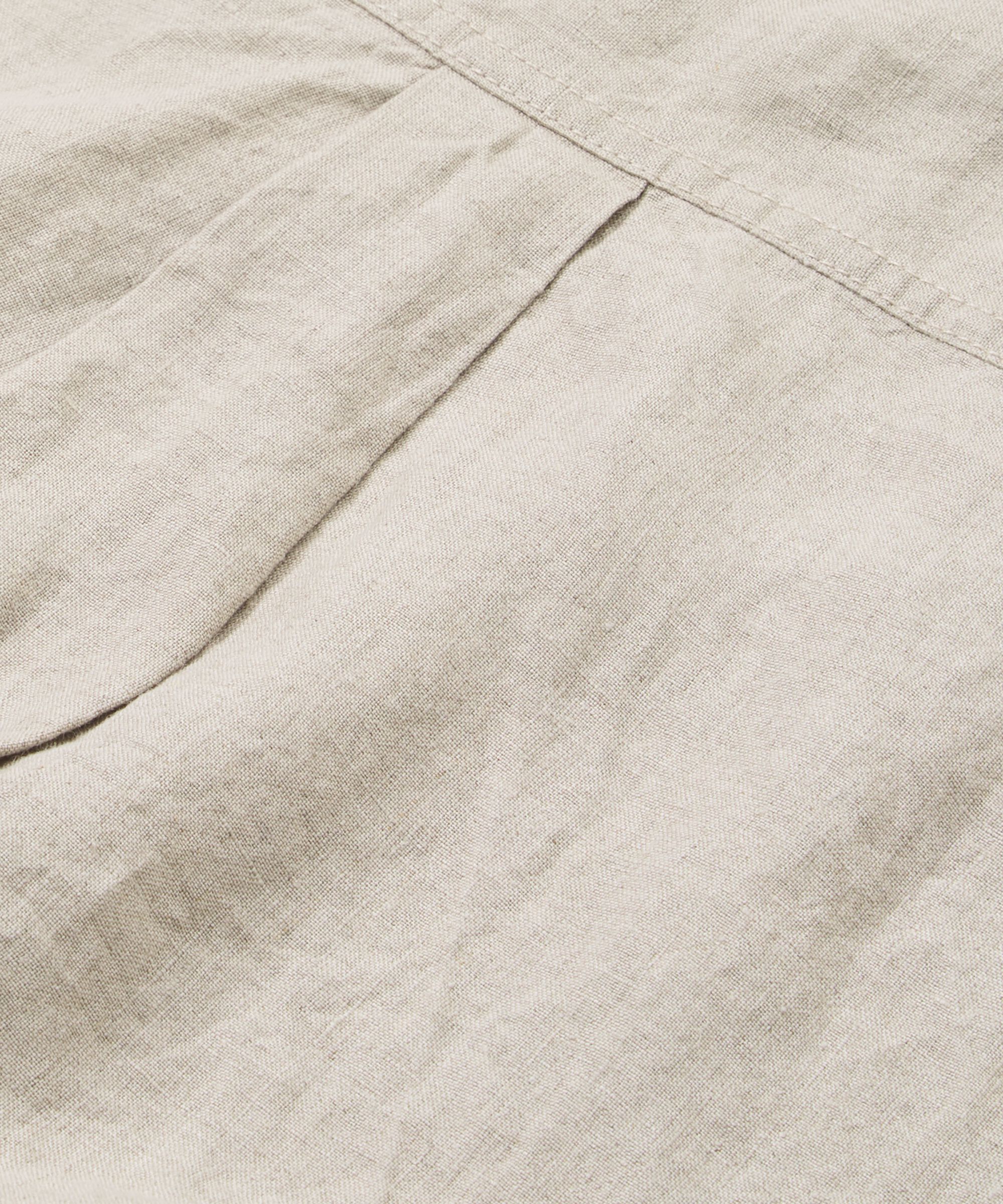 robe-chemise en lin avec manches trois-quarts, Natural