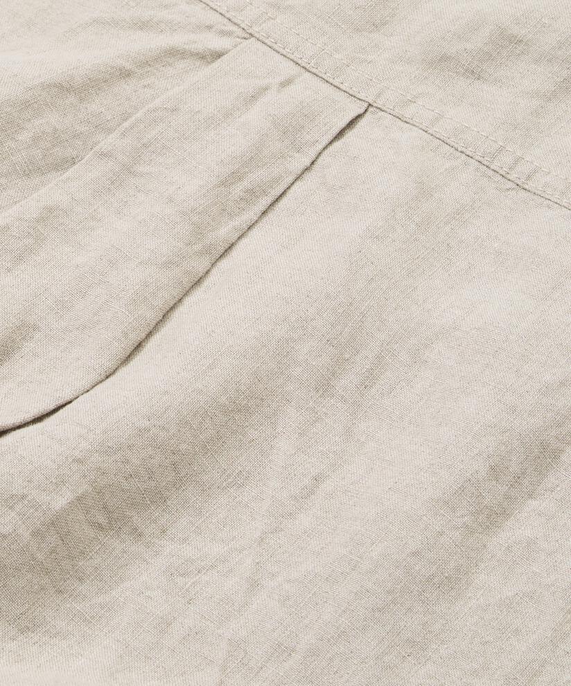 robe-chemise en lin avec manches trois-quarts, Natural