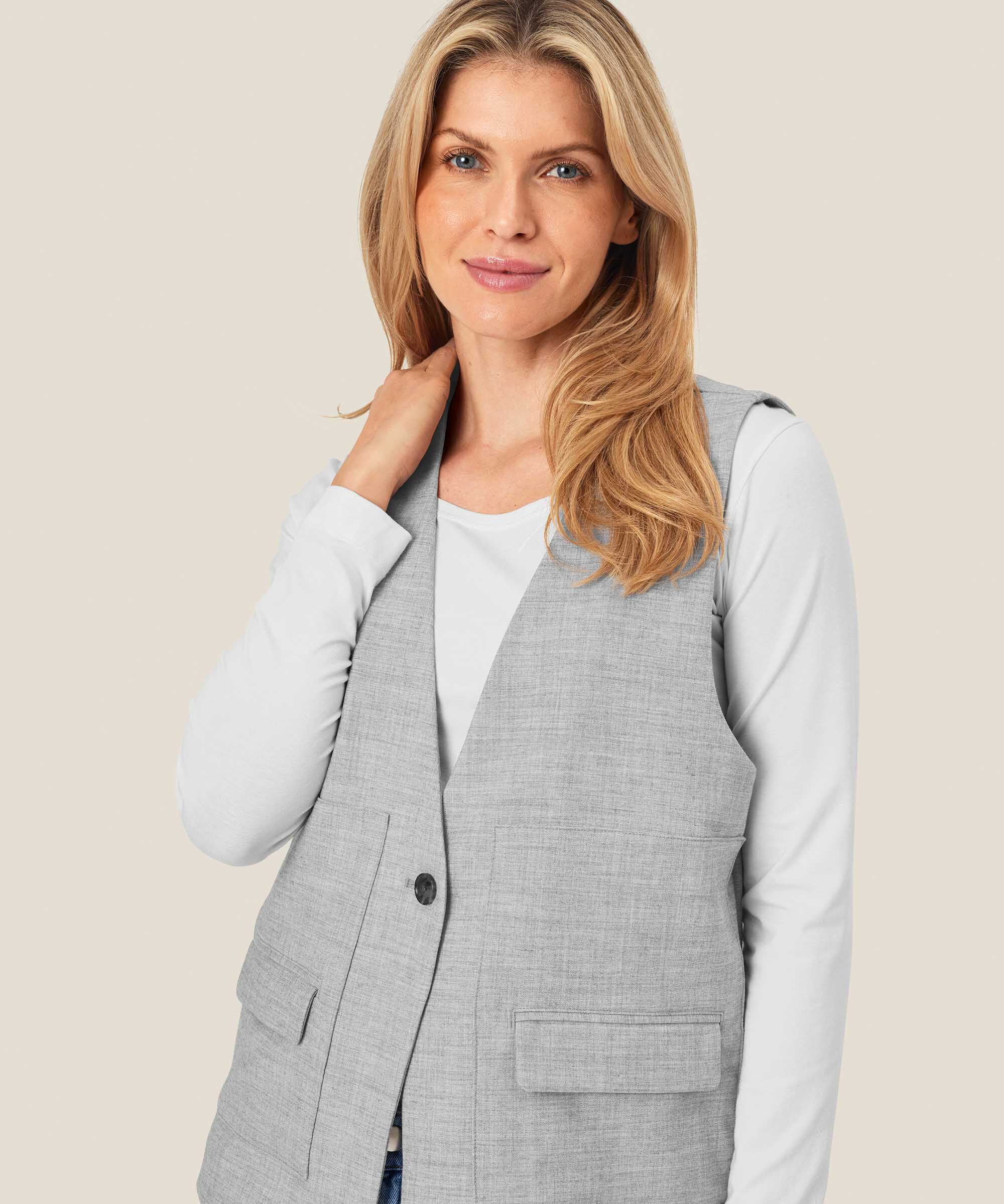 gilet avec dos ouvert et liens, L. Grey mel.