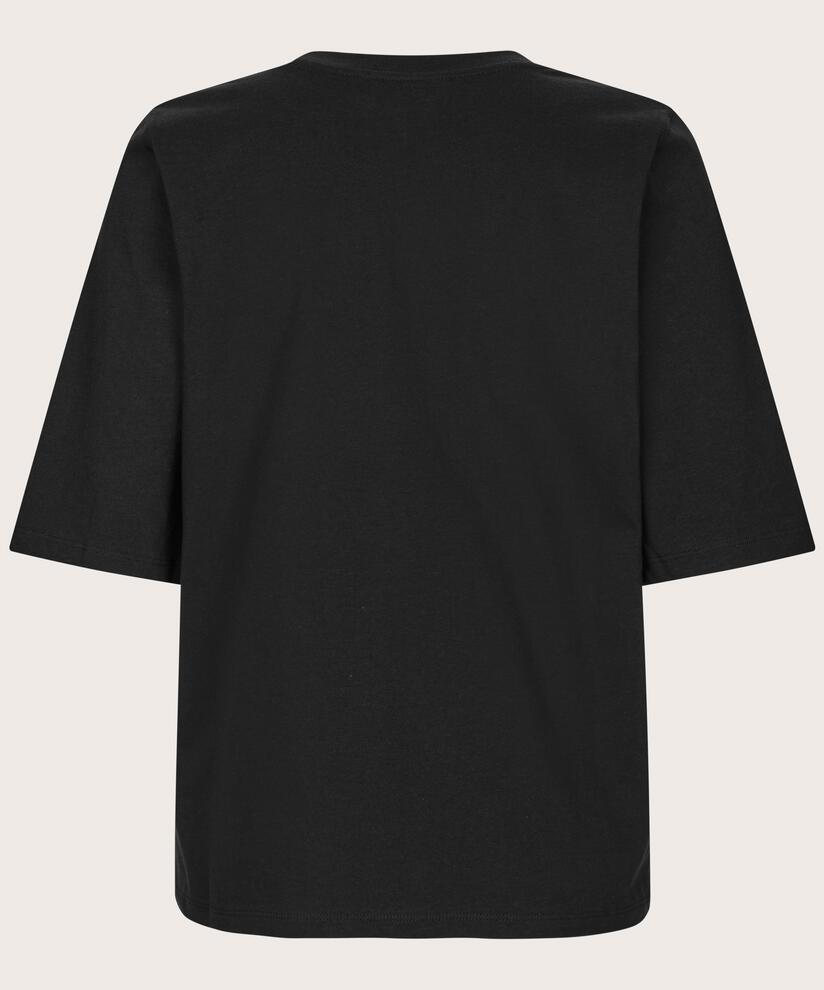 T-shirt à col rond et manches 1/2, Black