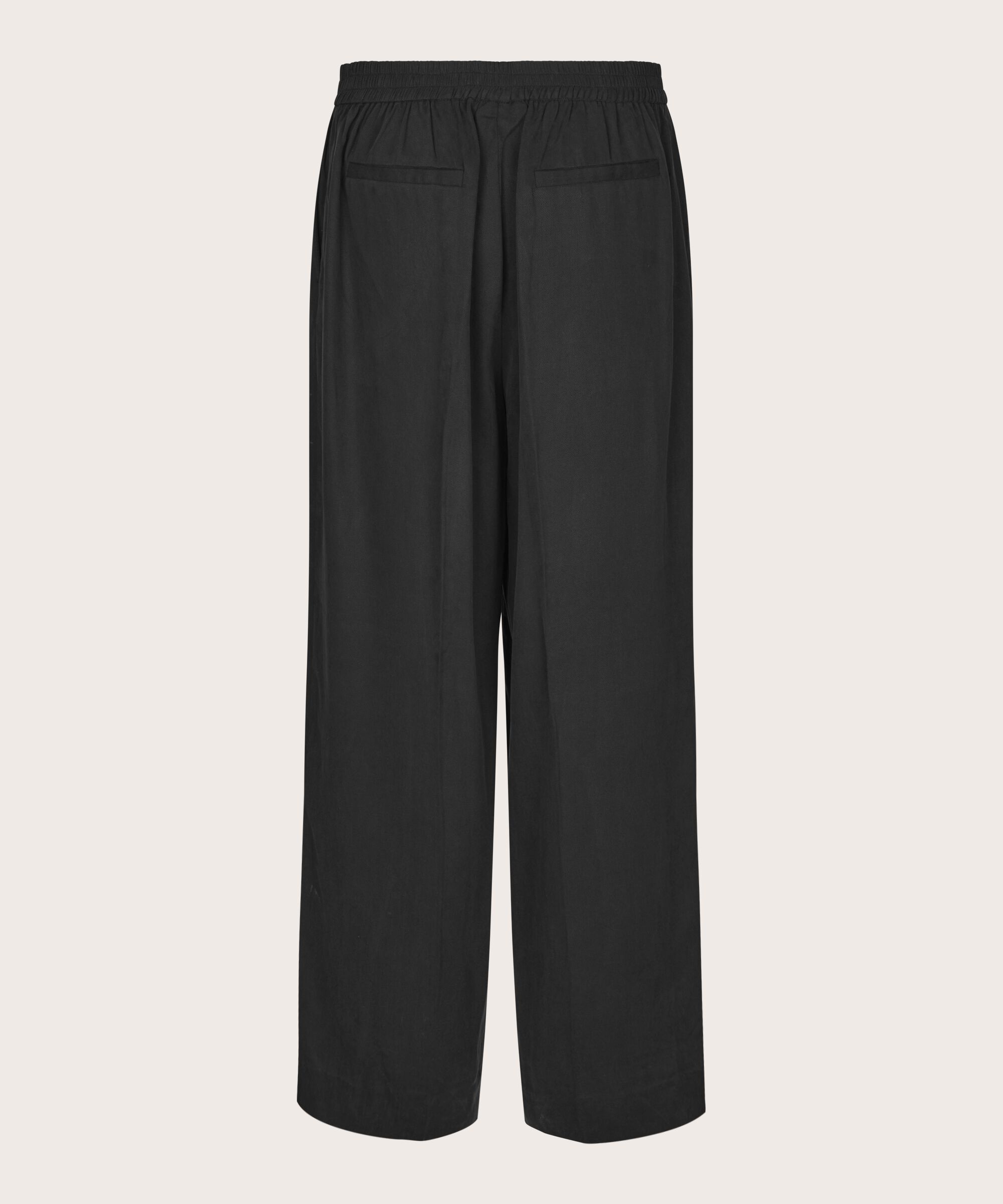 pantalon en jersey à jambes larges et taille élastique, Black