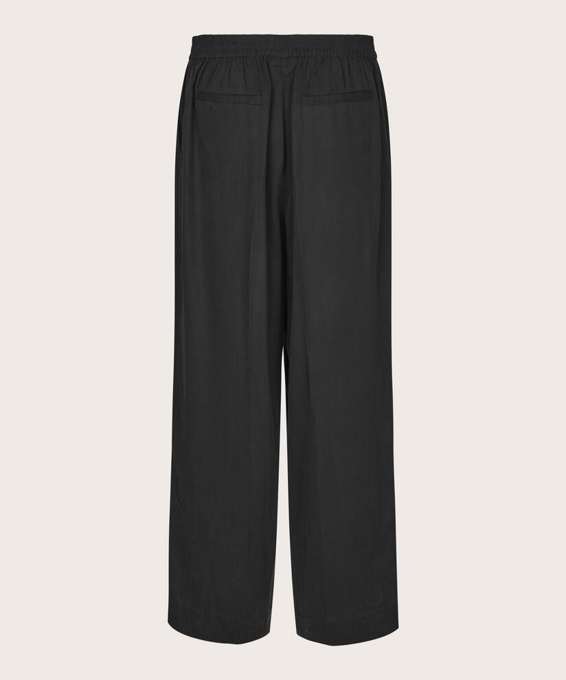 pantalon en jersey à jambes larges et taille élastique, Black