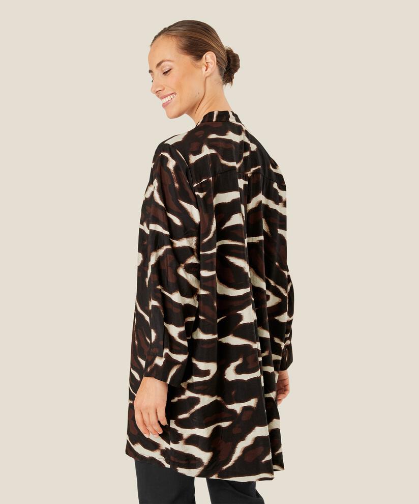 tunique en viscose avec col V et col mao, Coffee Bean