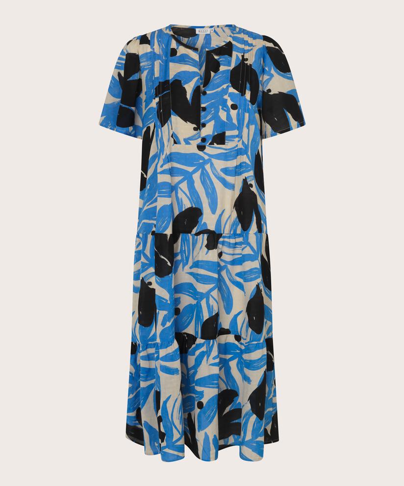 robe en coton mélangé imprimé à manches chauve-souris, Marina