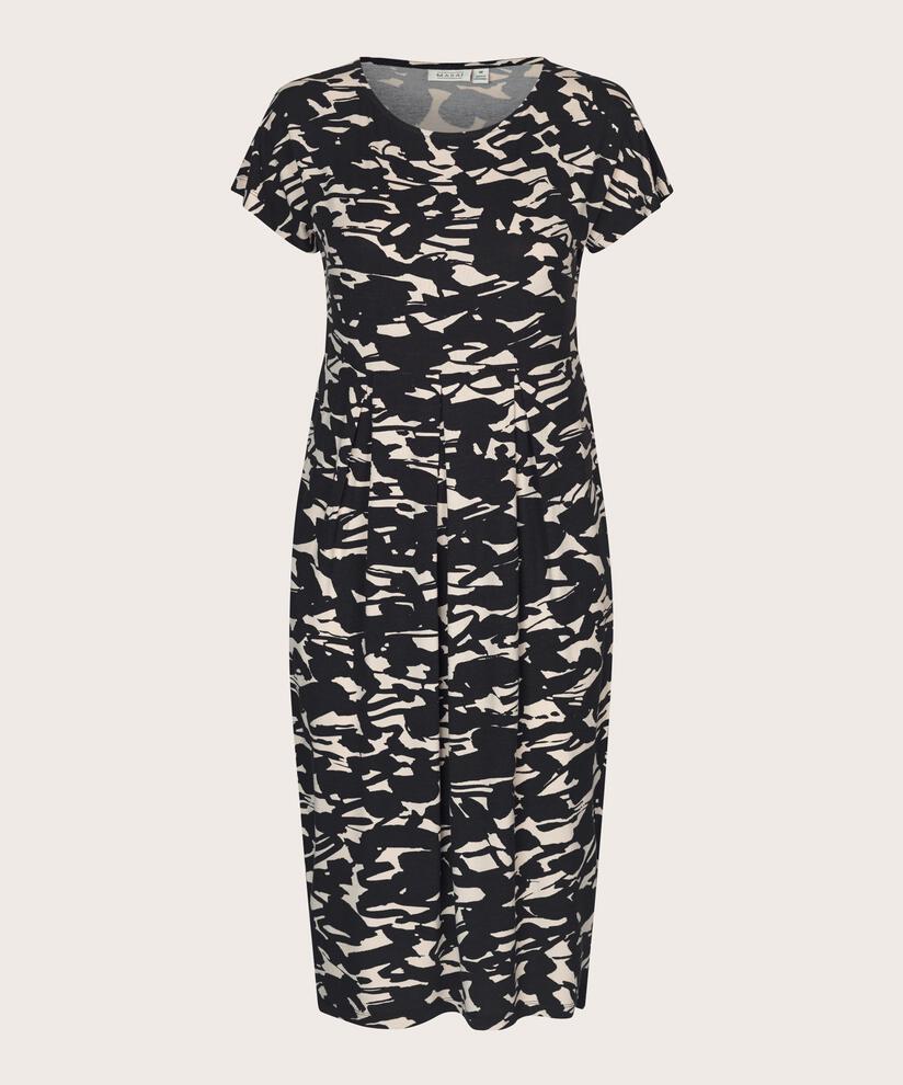 robe tulipe imprimée avec poches fendues, Black