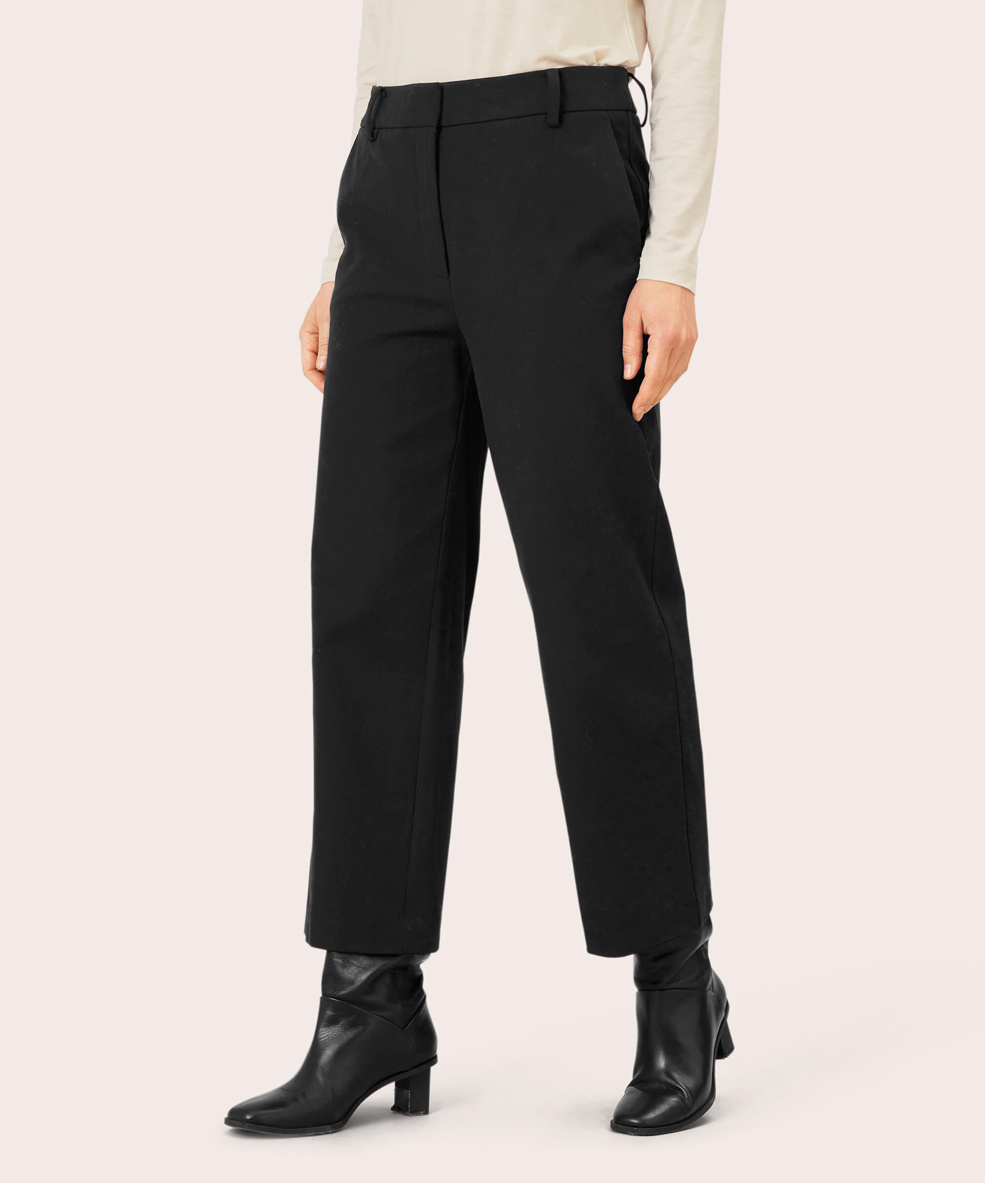 pantalon en coton épais avec poches fendues, Black
