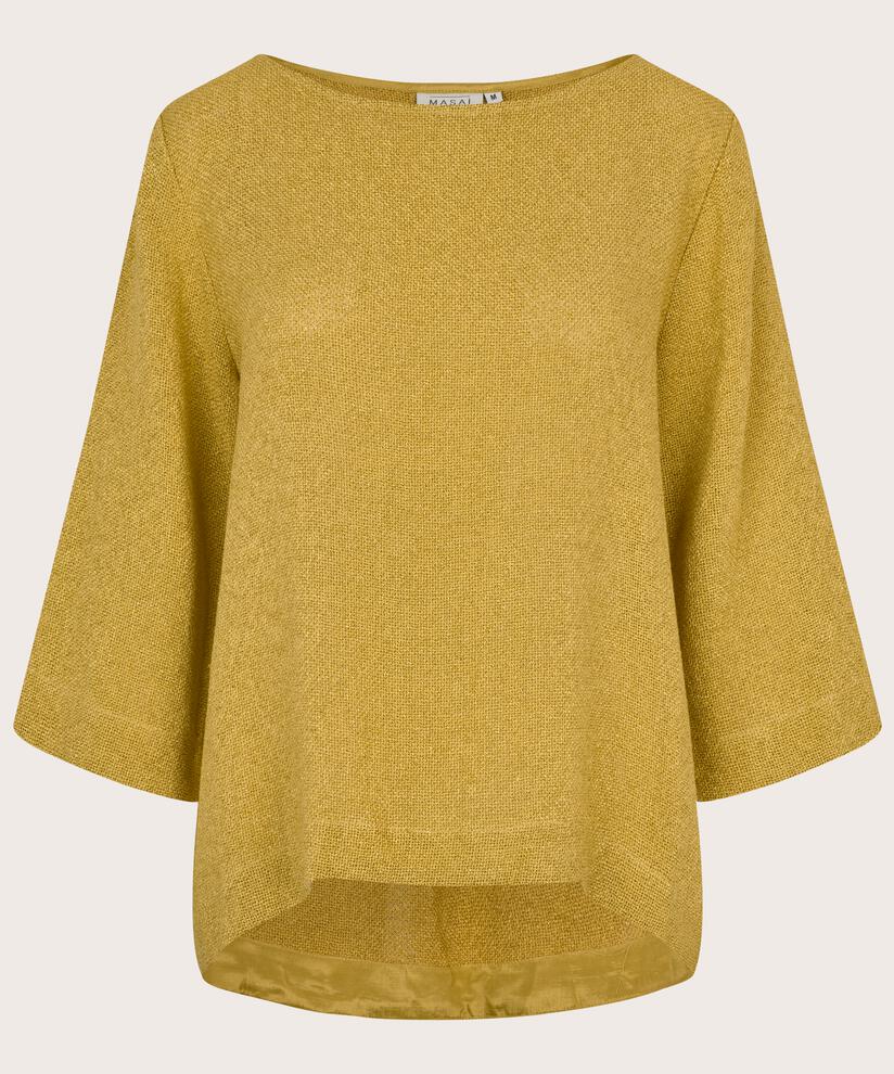 blouse bouclée à manches 3/4, Burnish Gold