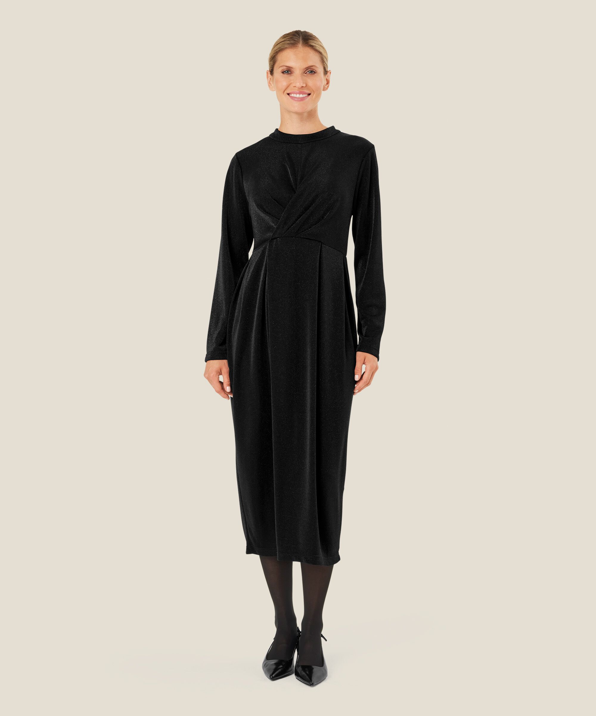 robe en jersey scintillantes effet portefeuille, Black