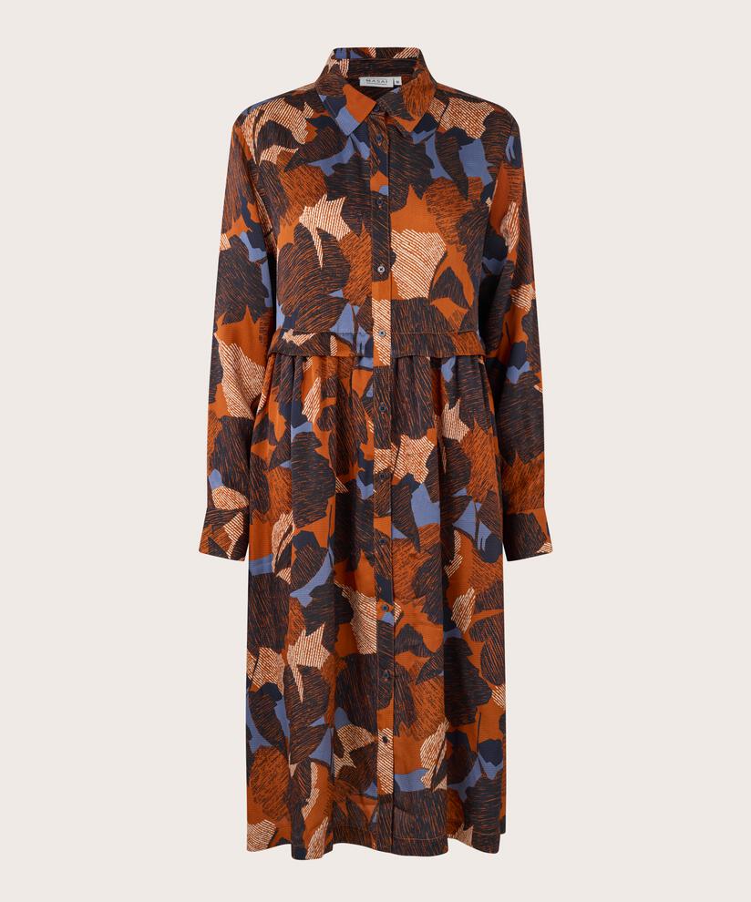 robe boutonnée en viscose imprimée, Autumnal