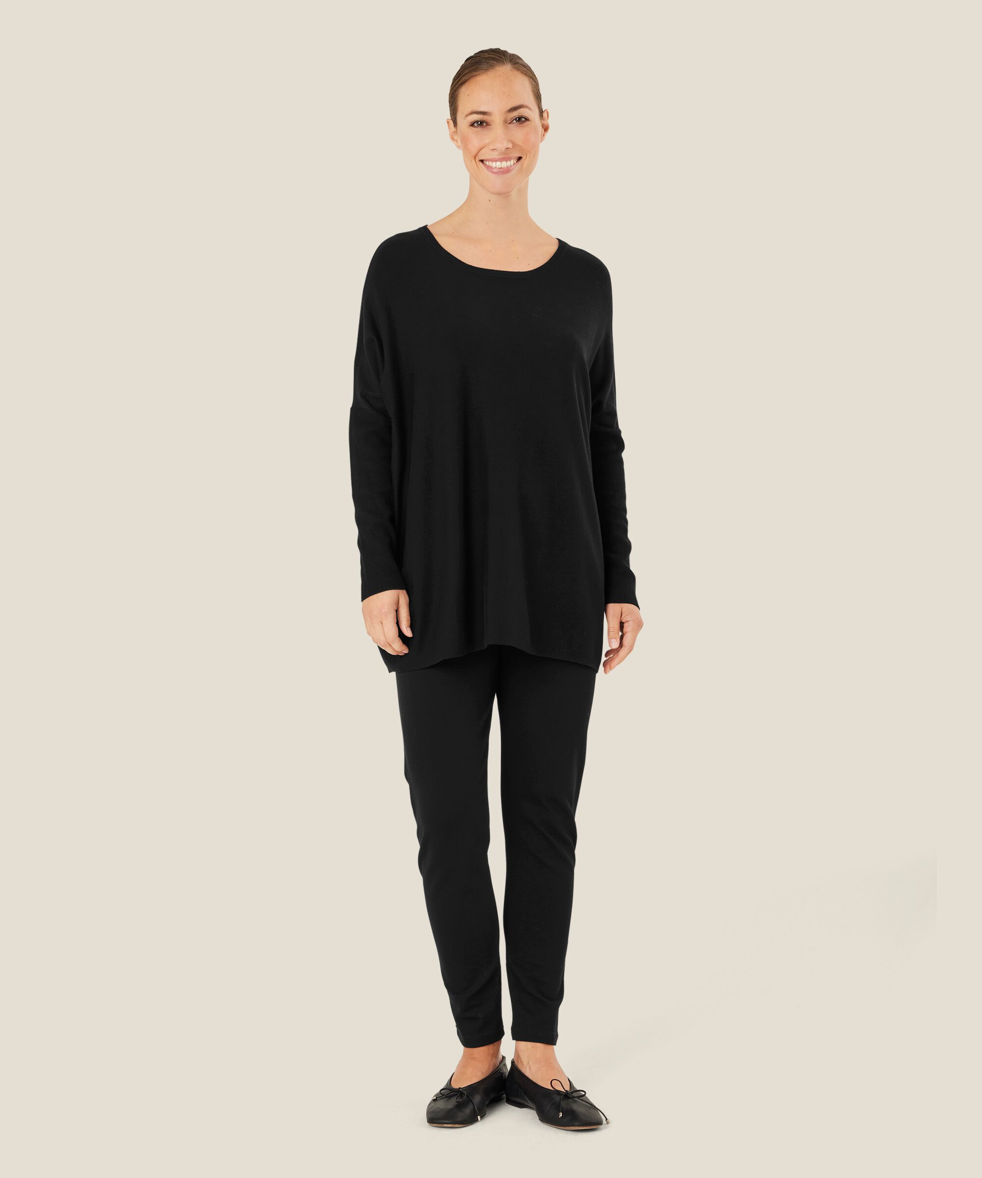 Pull Oversize À Manches Étroites, Black