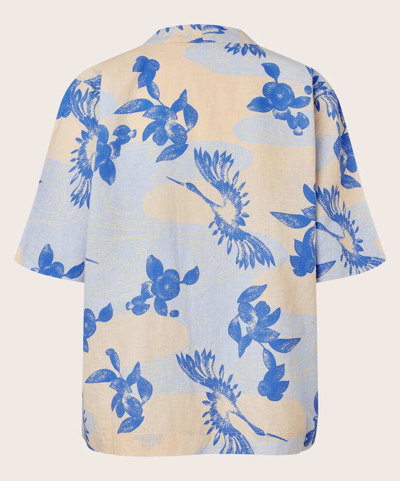 blouse en lin mélangé à manches courtes, Heather