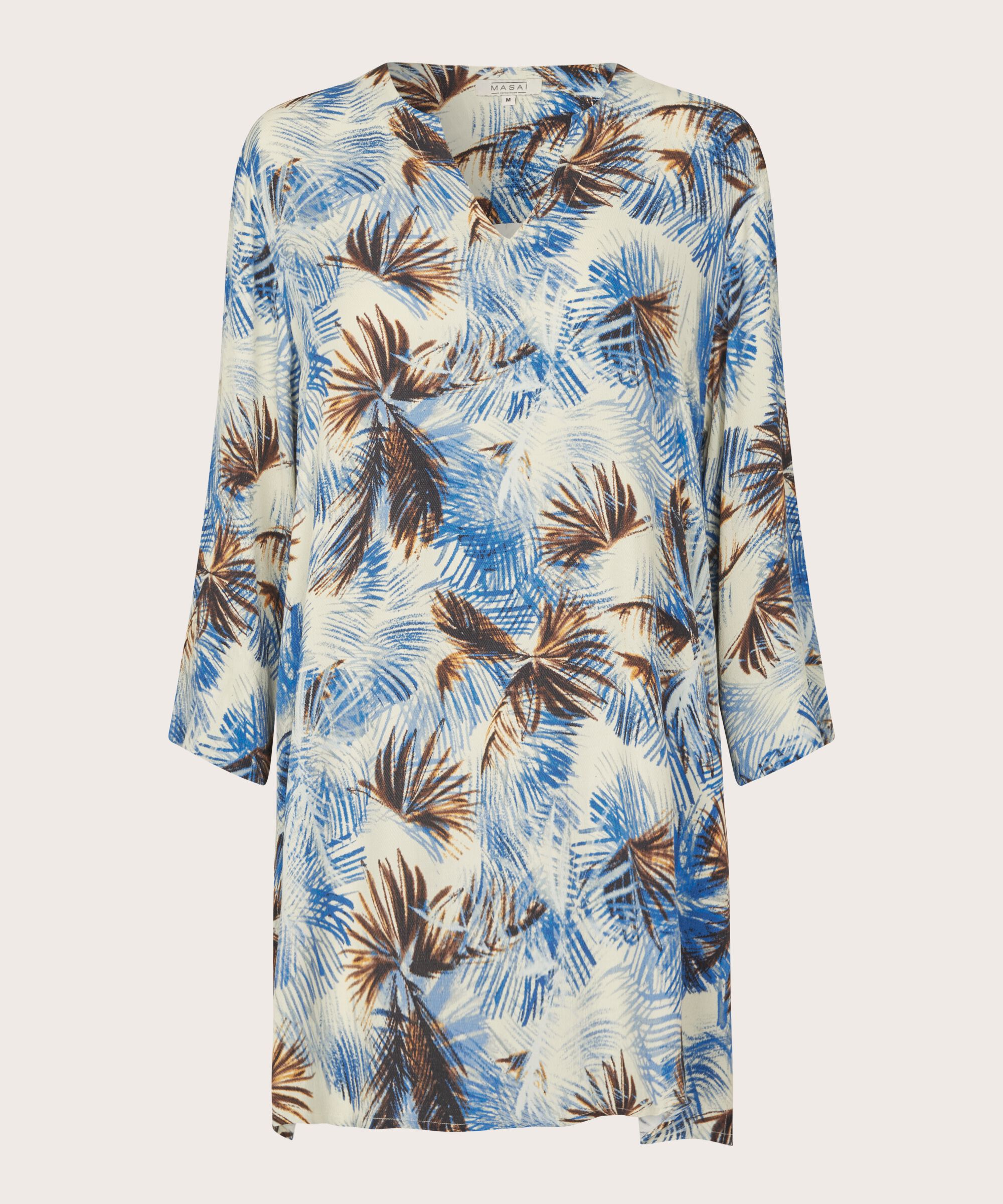 tunique en viscose imprimée avec col en V et fentes latérales, Della Blue