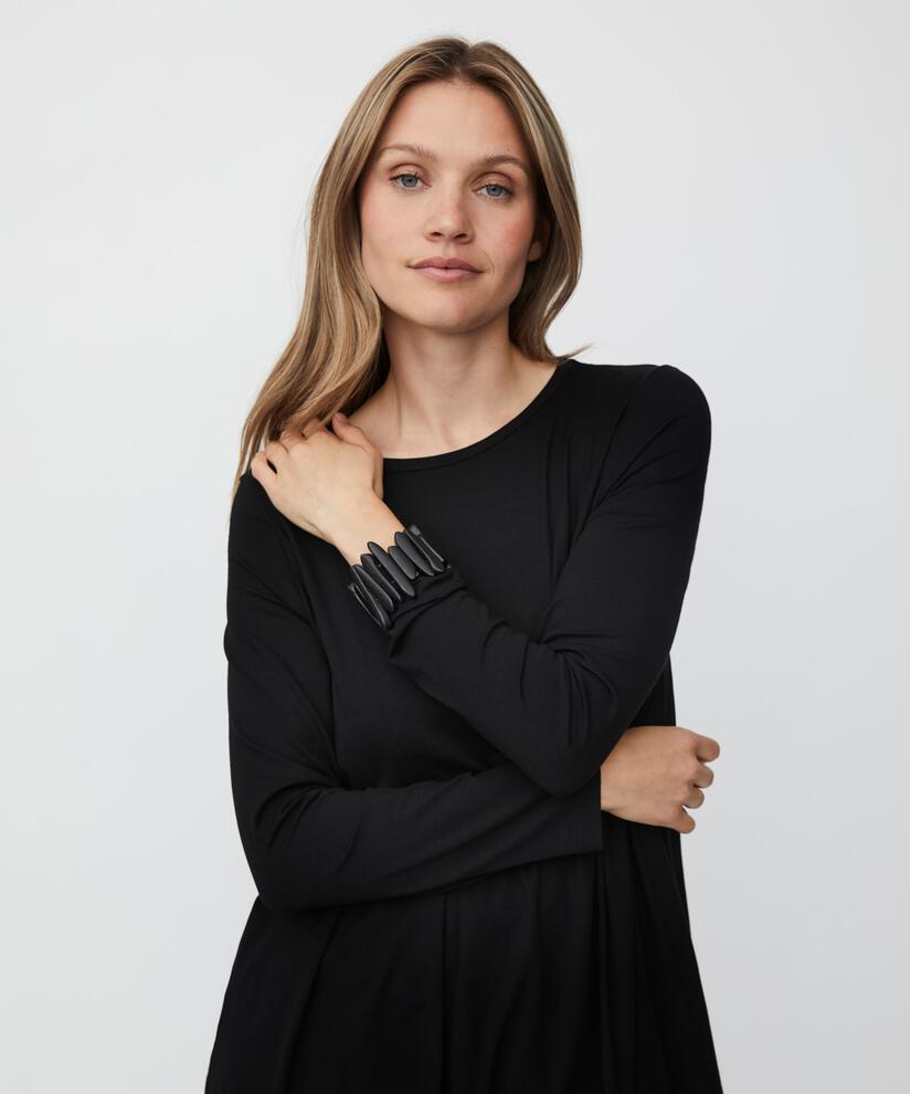 tunique en jersey avec plis et poches fendues, Black