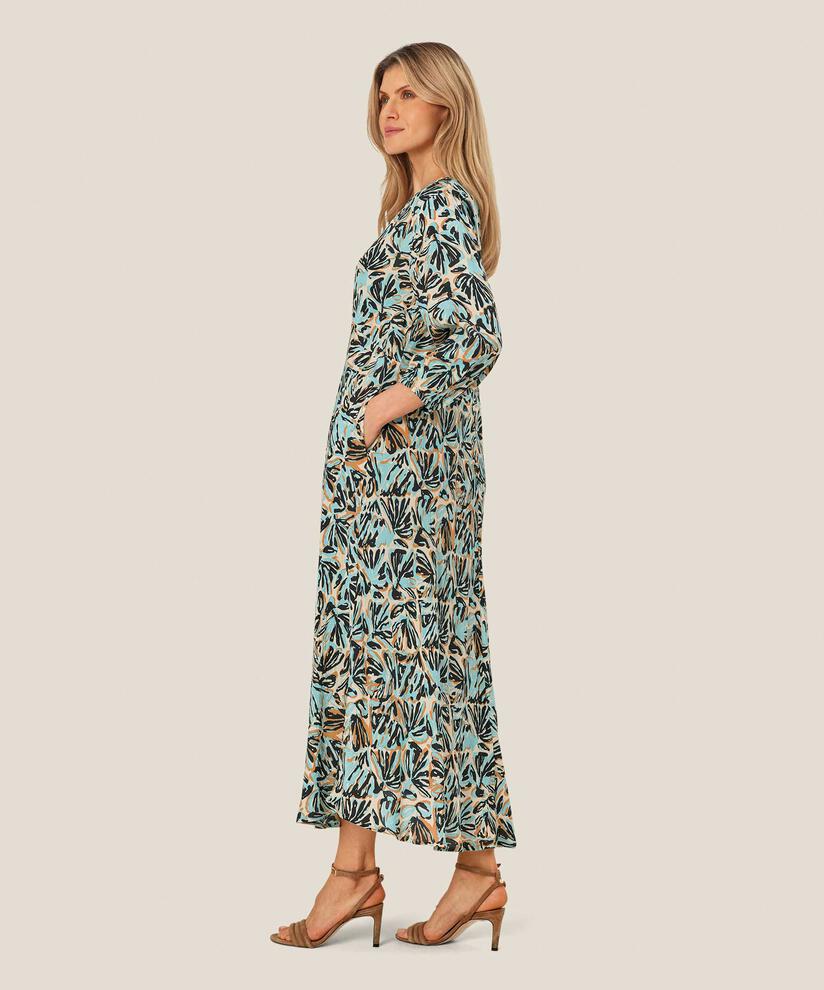 robe en viscose à manches 3/4 et col en V, Aqua