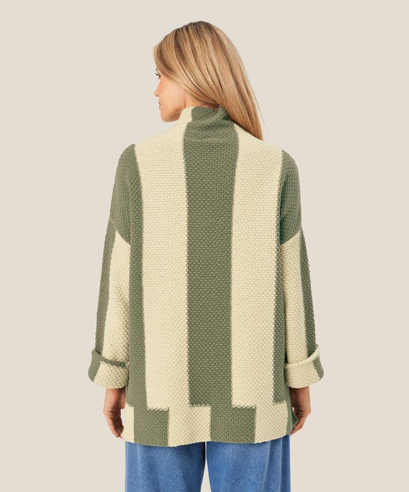 pull en maille à col montant et manches larges, D. Lichen Green