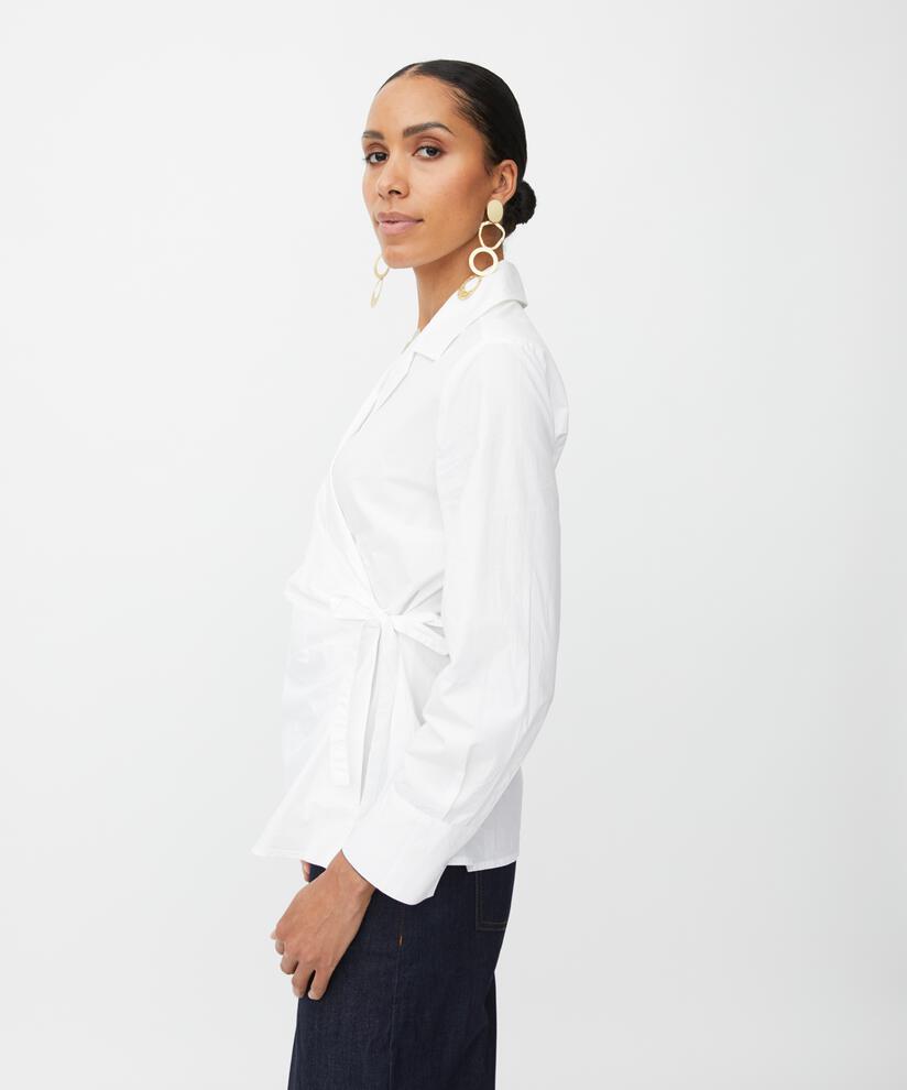 chemise cache-cœur en popeline de coton, White
