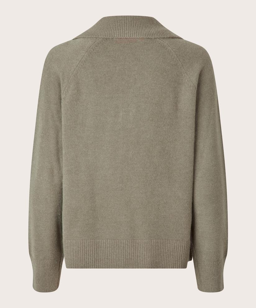pull en maille avec col et boutons, Vetiver