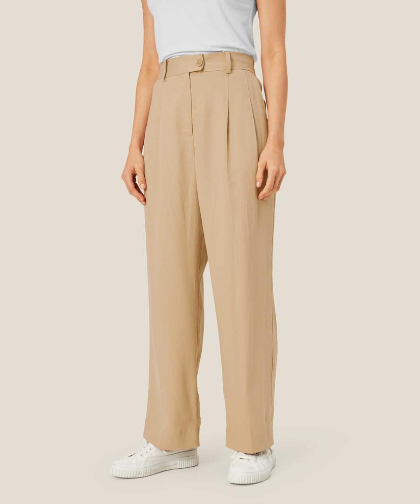 pantalon en mélange de lyocell avec élastique au dos, Safari
