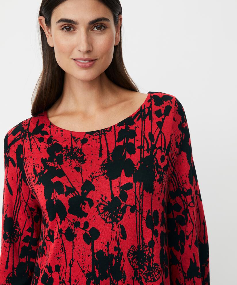 robe en jersey fleuri à manches 3/4, Scarlet Sage