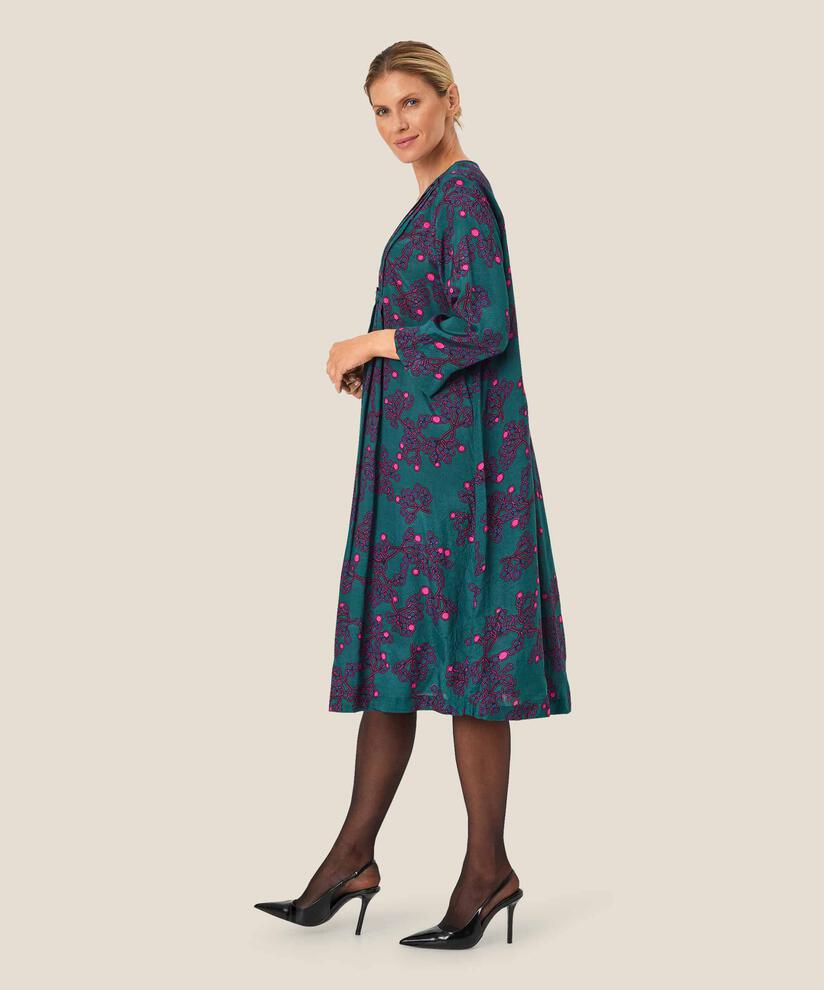 robe en viscose imprimée avec col en V, Reflect Pond