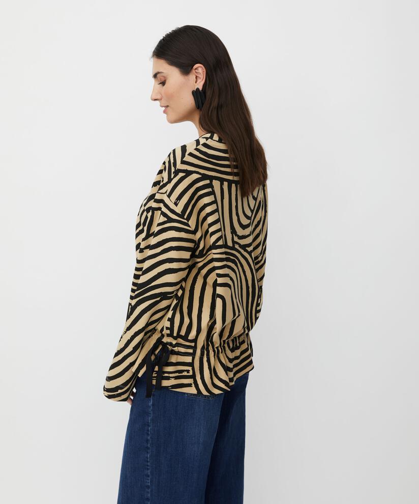 top en jersey imprimé avec imprimé graphique et col rond, Travertine