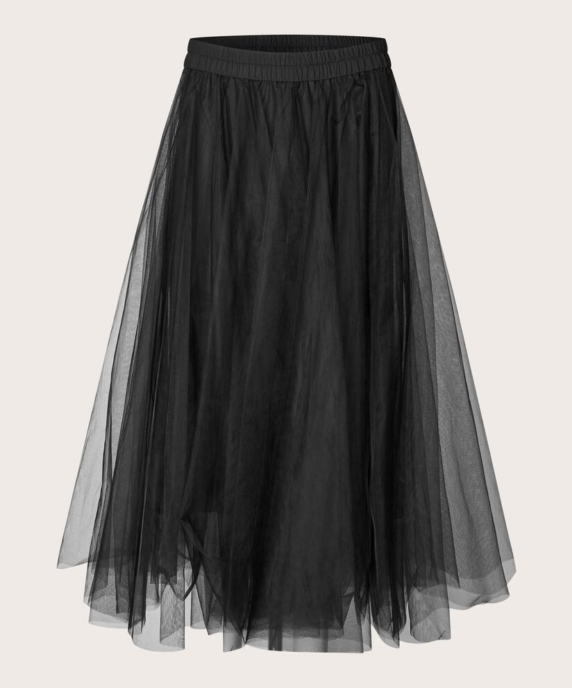 jupe en tulle doux avec taille élastique, Black