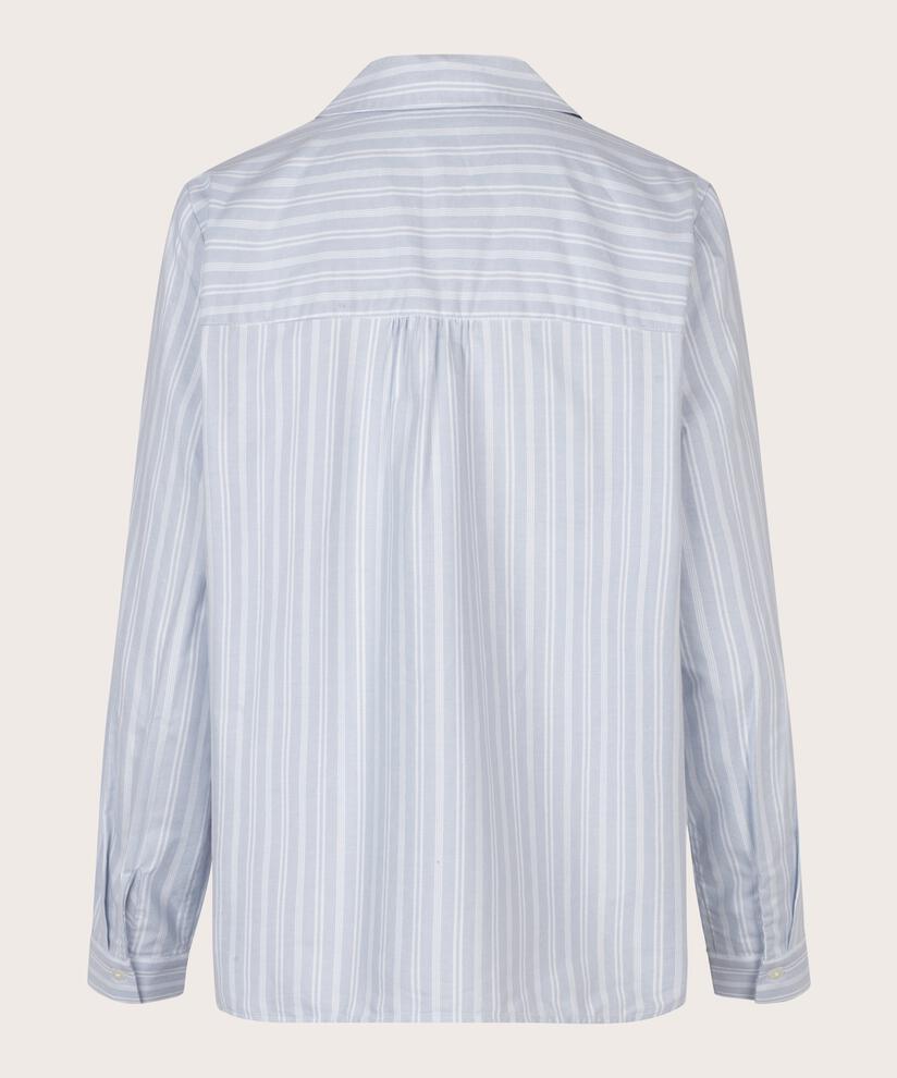 chemise avec col en V profond et poche poitrine, Blue Fog
