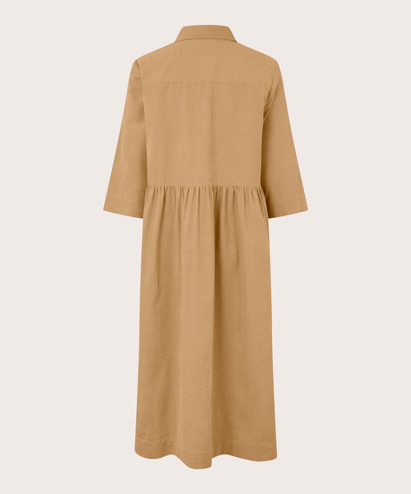 robe chemise en velours à manches 3/4, Travertine