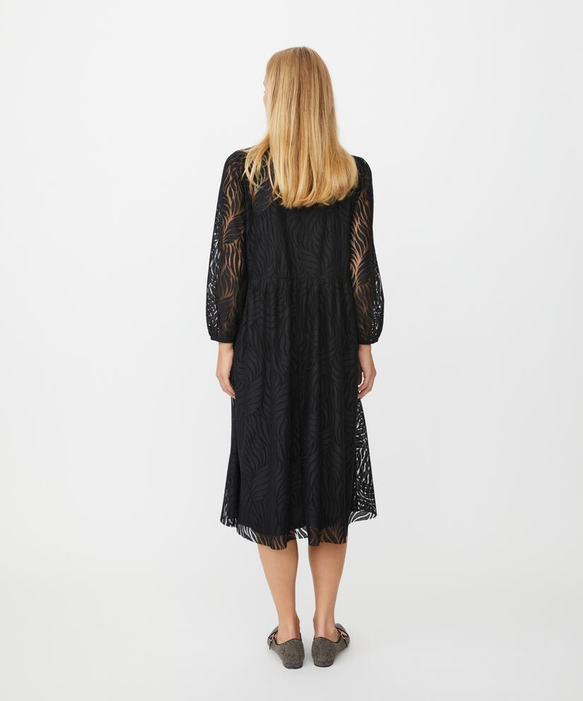 robe en dentelle jersey avec jupon, Black