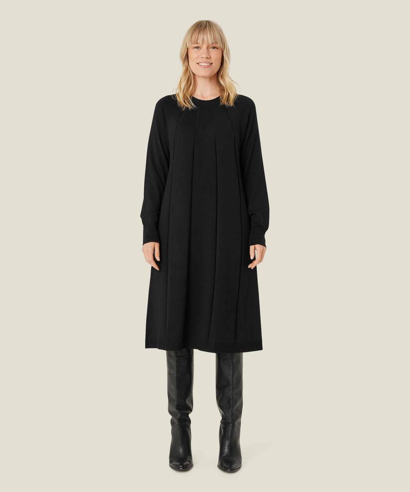 robe en maille fine à manches longues, Black