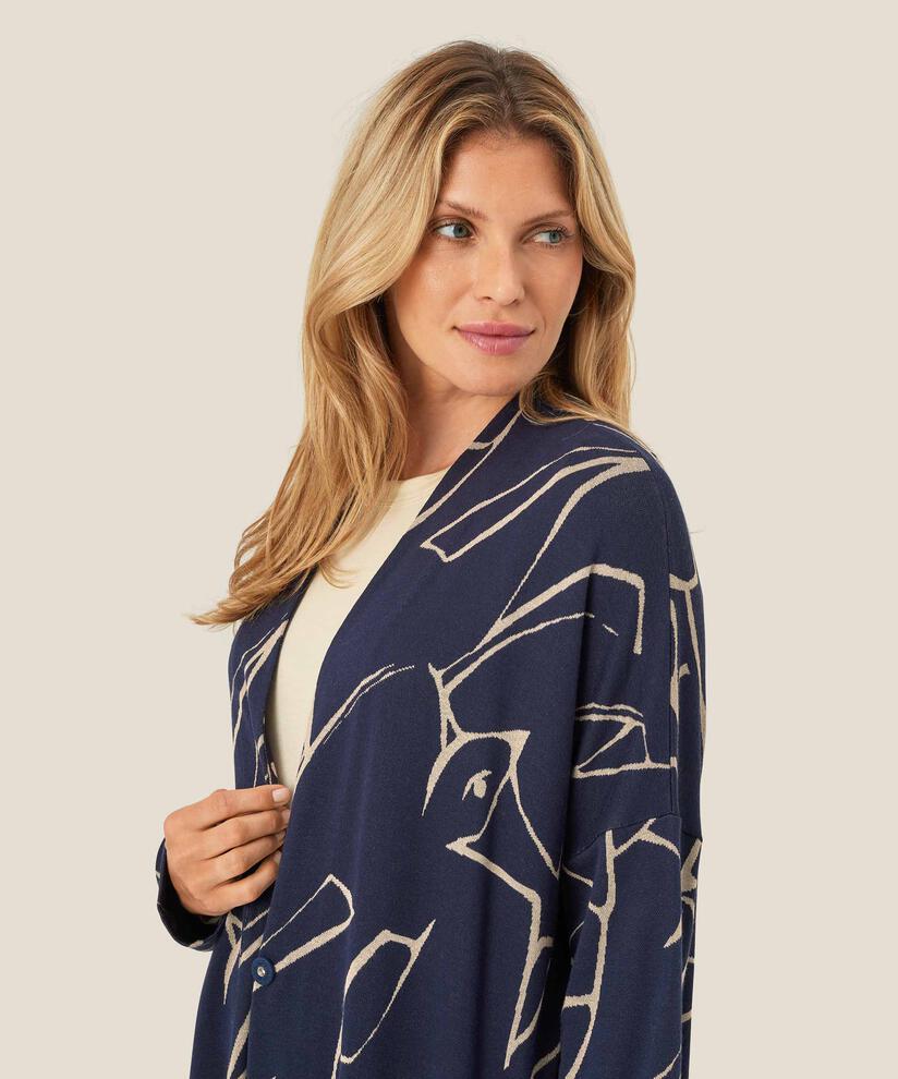 cardigan en jersey imprimé à manches étroites, Navy Blazer
