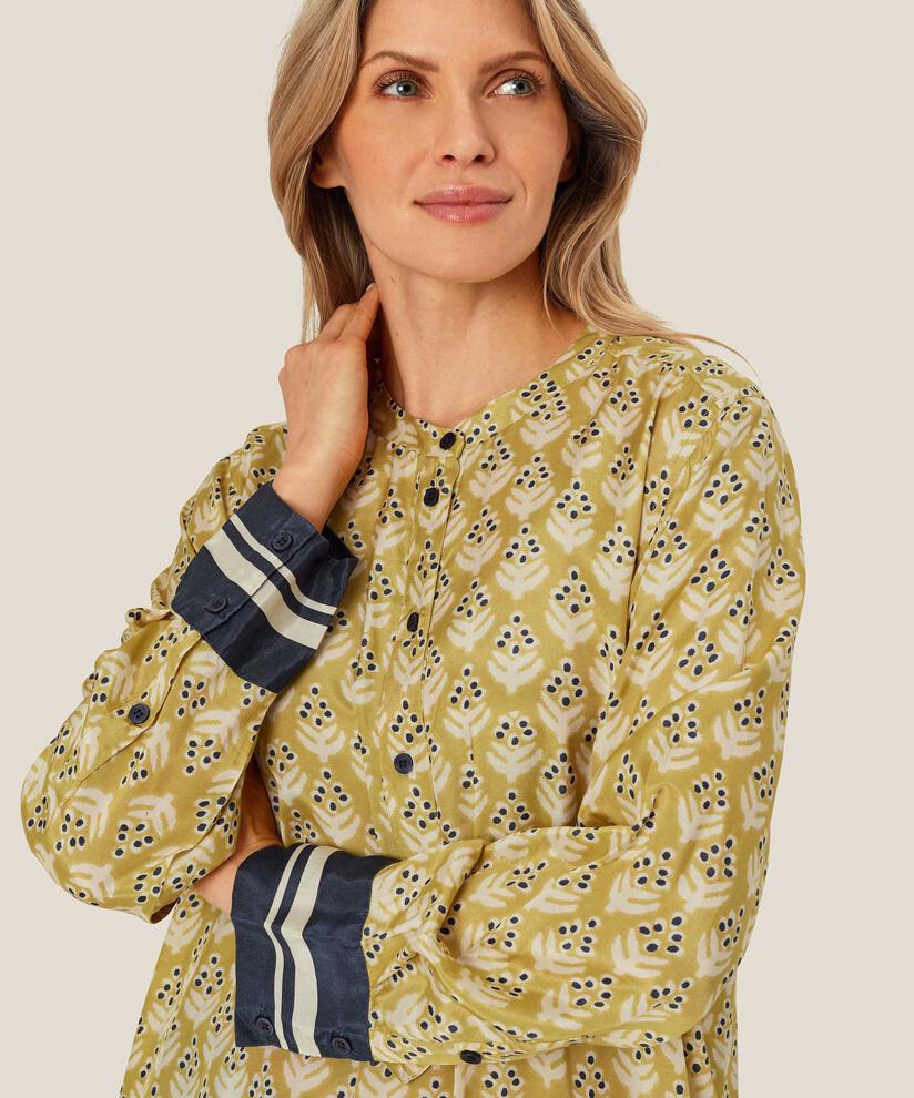 tunique en viscose à manches longues avec patte de boutonnage, Burnish Gold