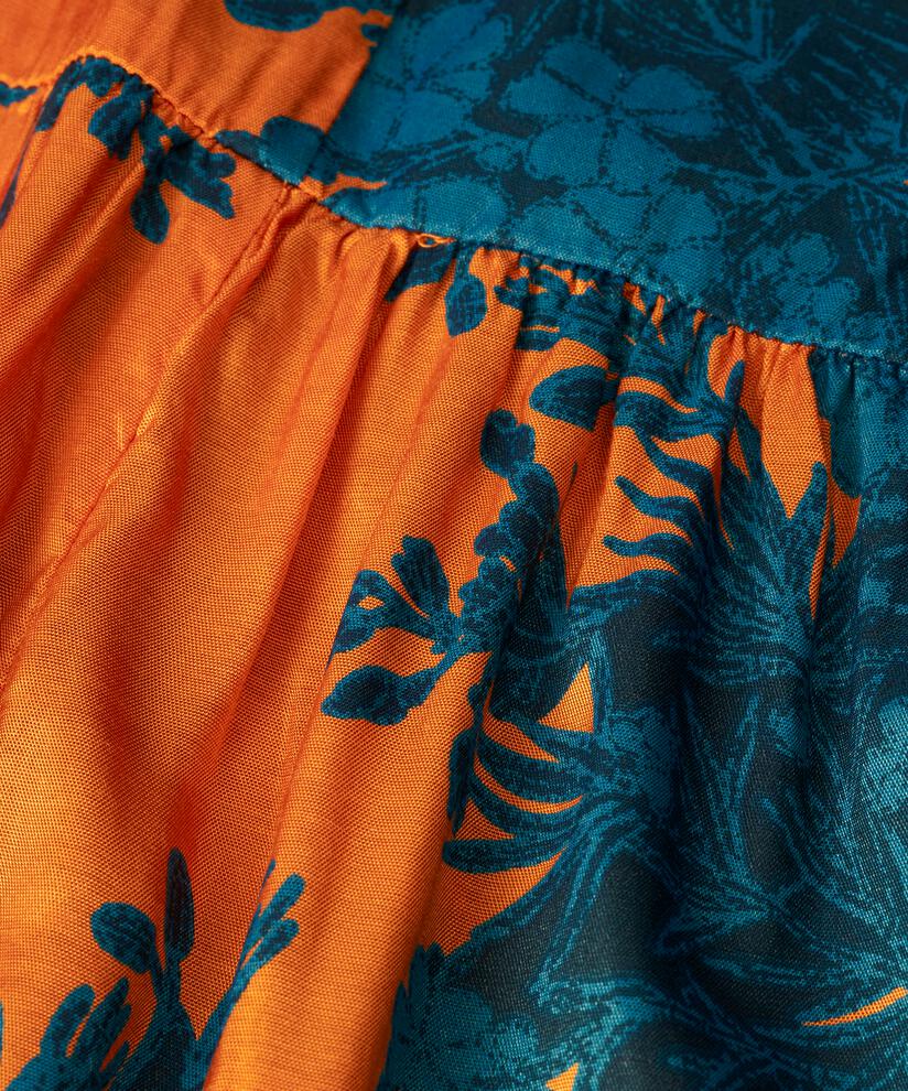 robe en viscose imprimée avec col en V, Russ Orange