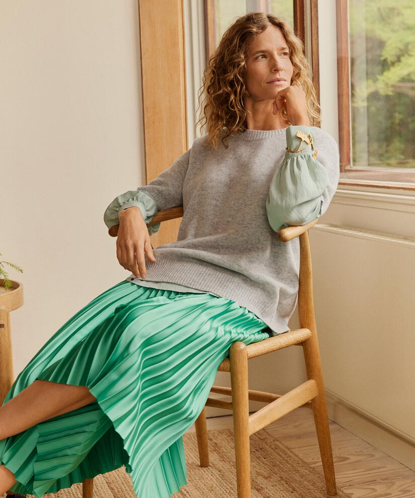 Jupe plissée à taille élastique, Winter Green