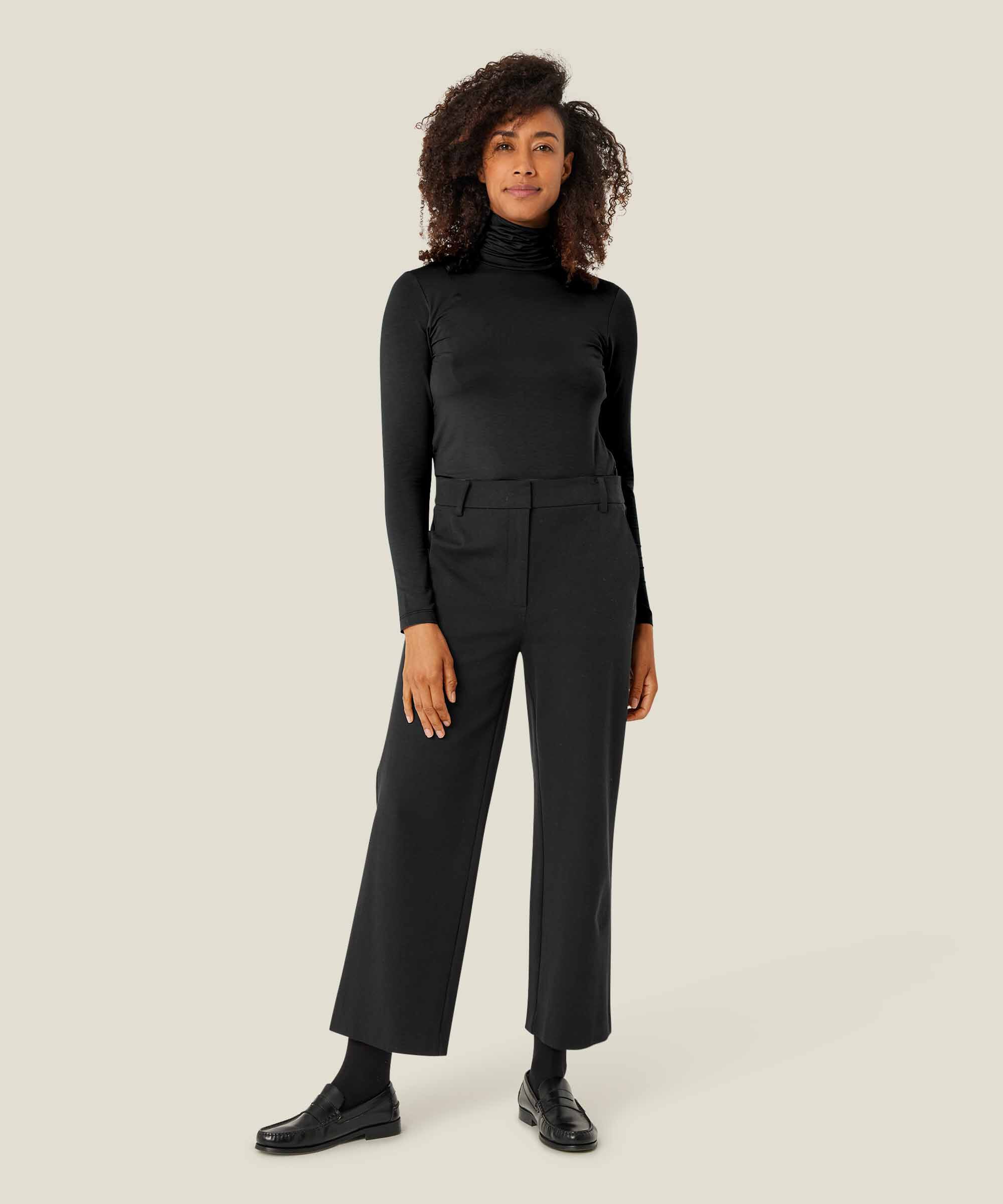 Blouse À Col Roulé En Jersey Doux, Black