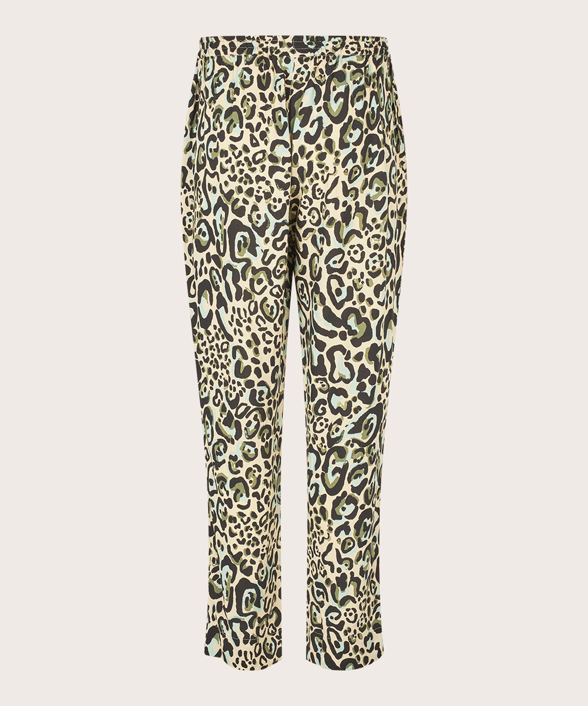 pantalon en viscose imprimé avec taille élastique, D. Lichen Green