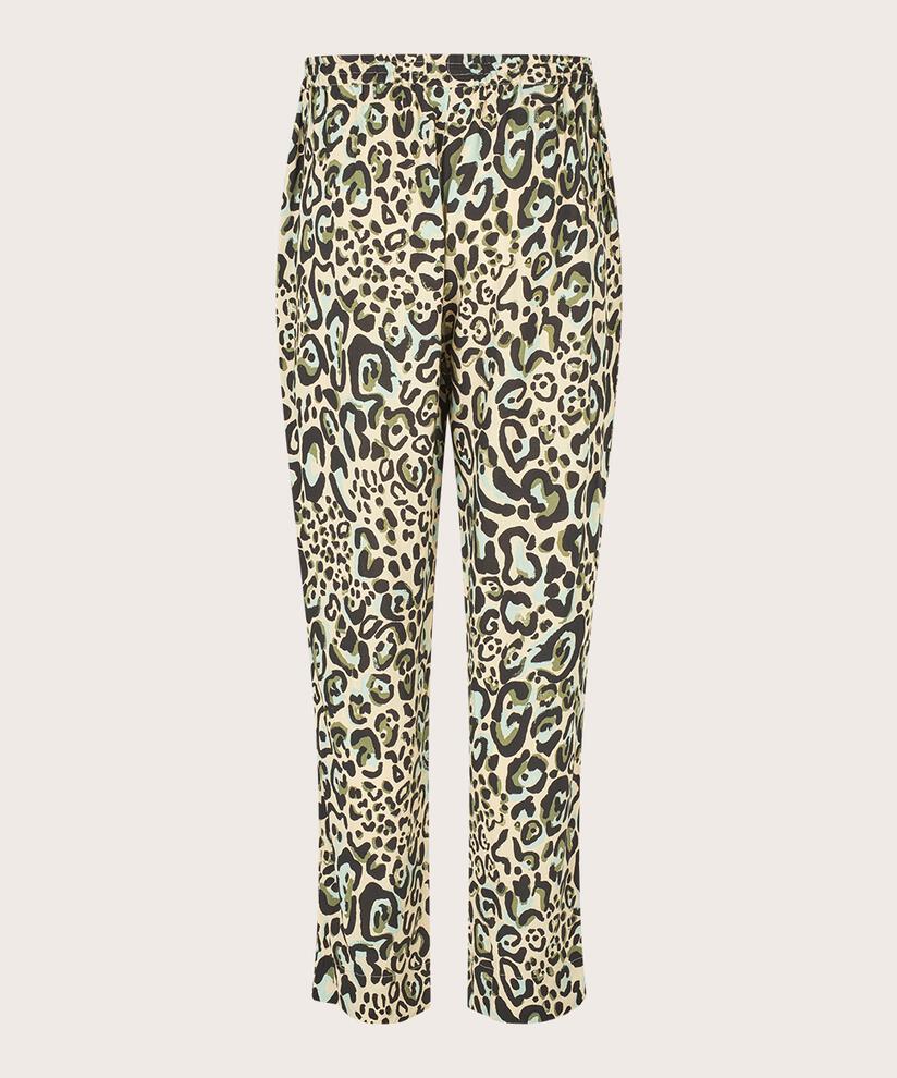 pantalon en viscose imprimé avec taille élastique, D. Lichen Green