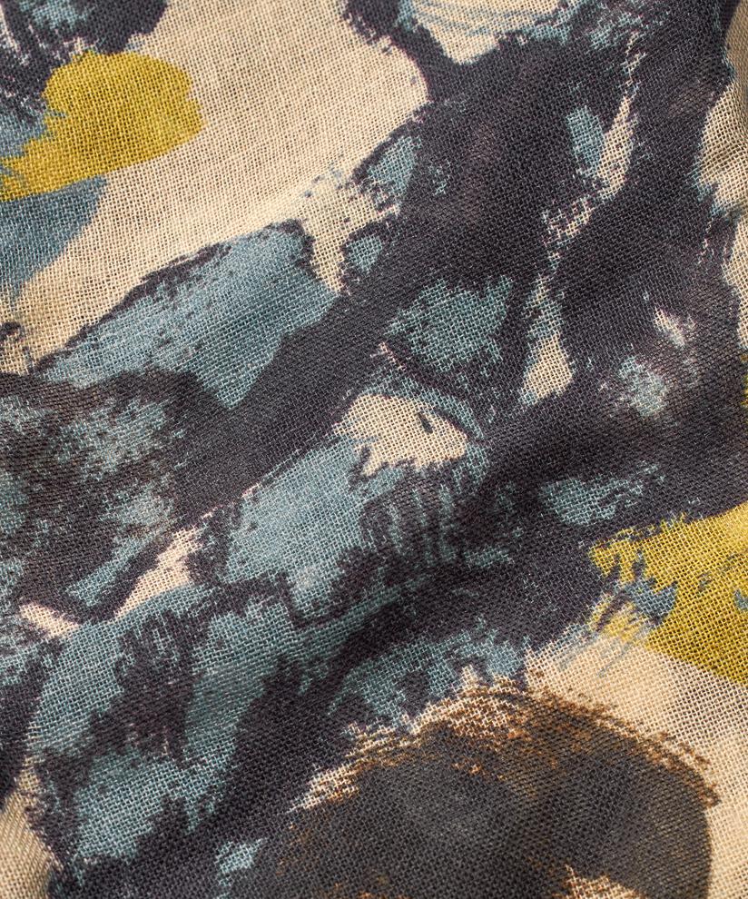 écharpe en laine mélangée à fleurs, Proven Blue