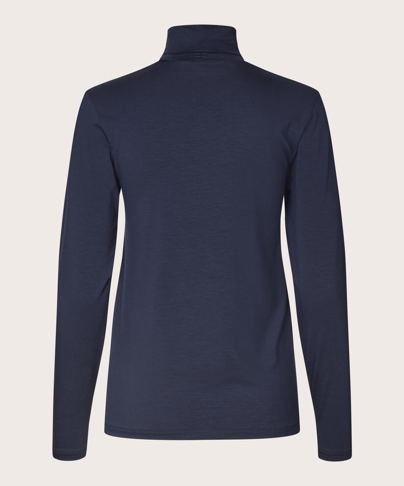 Blouse À Col Roulé En Jersey Doux, Navy Blazer