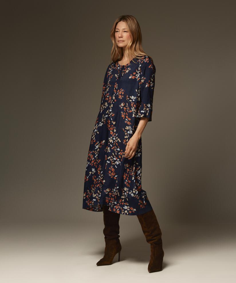 robe en viscose fleurie à manches 3/4, Autumnal