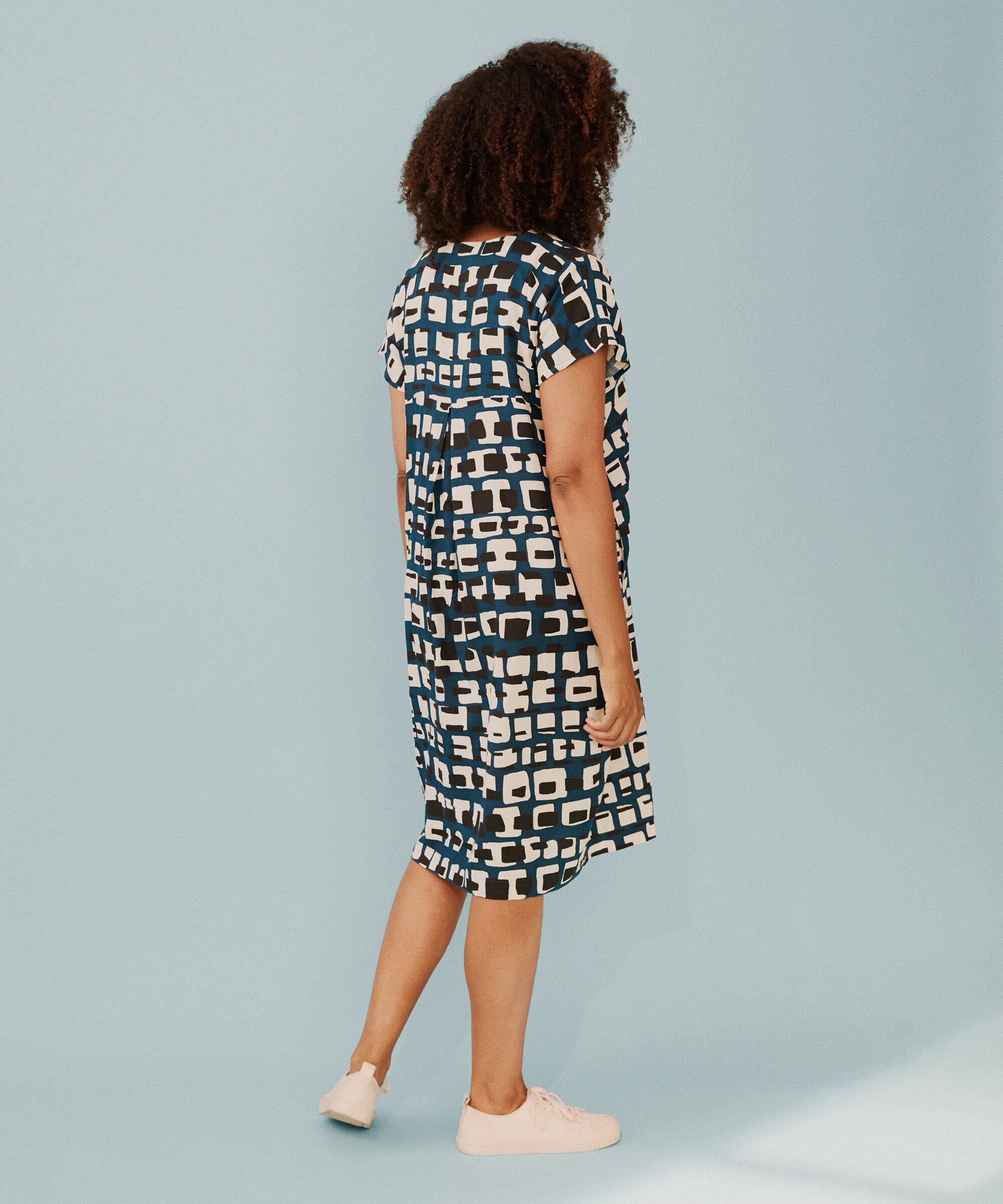 robe en viscose imprimée avec col en V, Reflect Pond