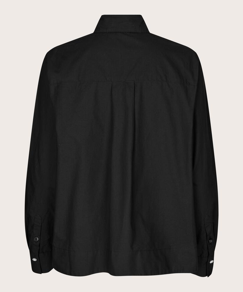 chemise en coton avec boutons simili, Black