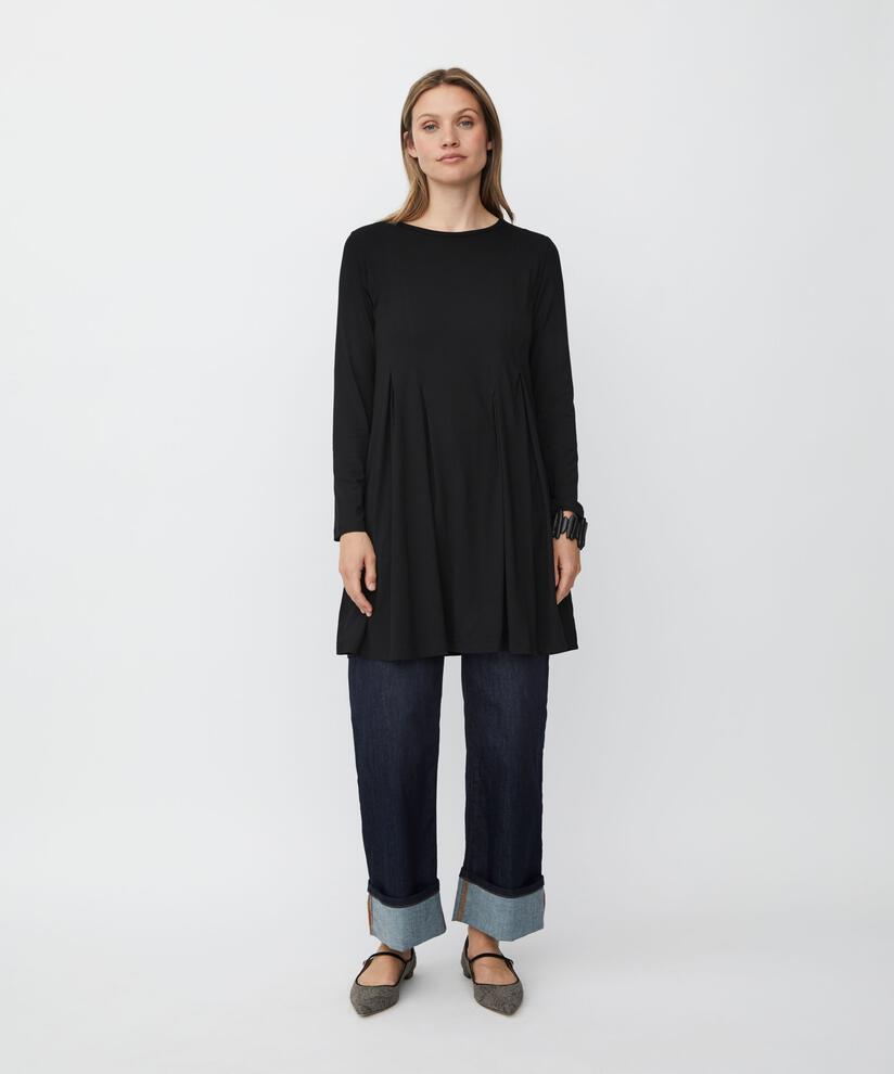 tunique en jersey avec plis et poches fendues, Black